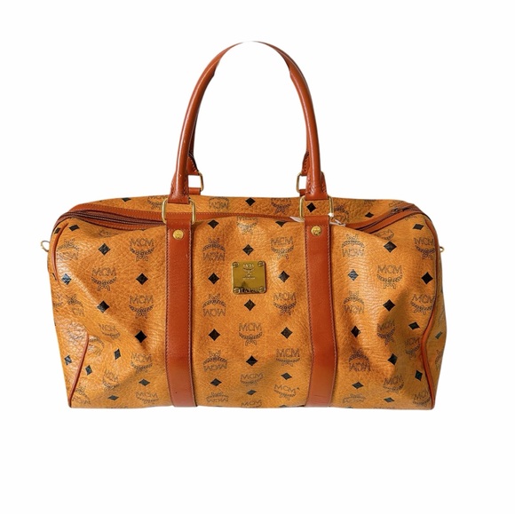 MCM Handbags - MCM Tan Cognac Monogram Travel Duffel